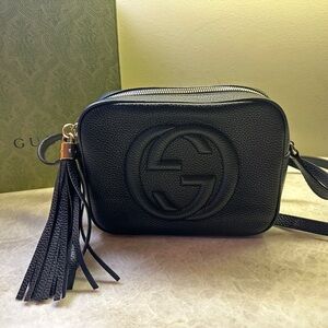 GUCCI Authentic Italian Soho Disco Black Leather Crossbody Bag